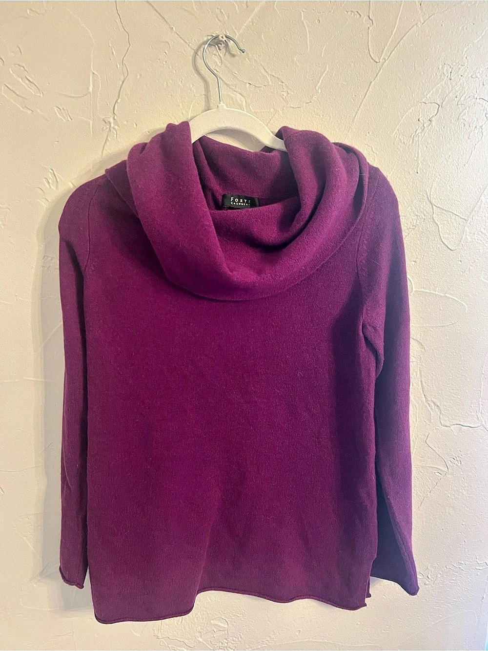 Forte 100% Cashmere Sweater in Purple Size Small (Cowl Neck or Off the Shoulder)